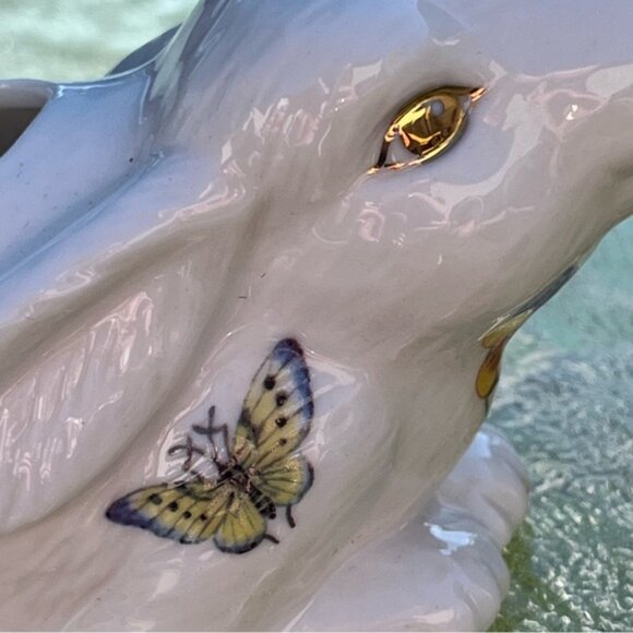 Grace's Teaware Porcelain Bunny Rabbit Creamer Butterflies Flowers - Picture 5 of 13